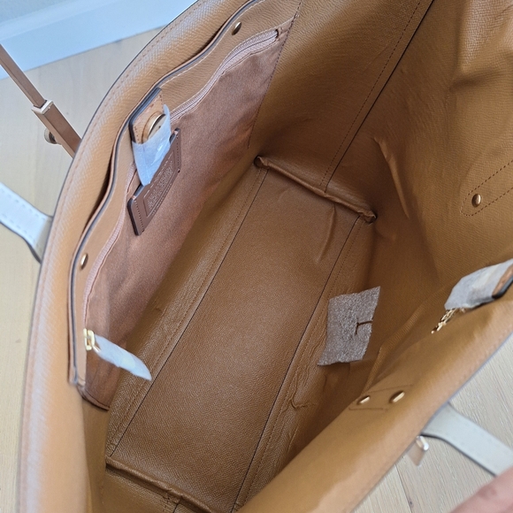 Coach Large Tote Bag Signature Town Leather light khaki Chalk - Picture 5 of 7